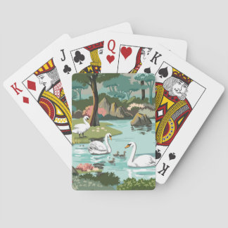 Swan Lake Retro Style Paint by Number Playing Cards