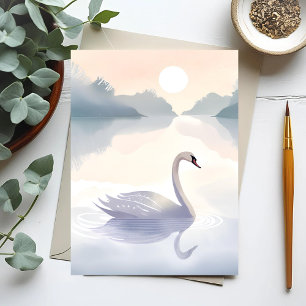 Swan Lake   Watercolor Airy Light Painting Postcard
