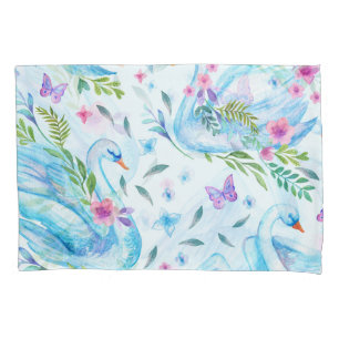 Swan lake, watercolor cute seamless pattern. pillowcase