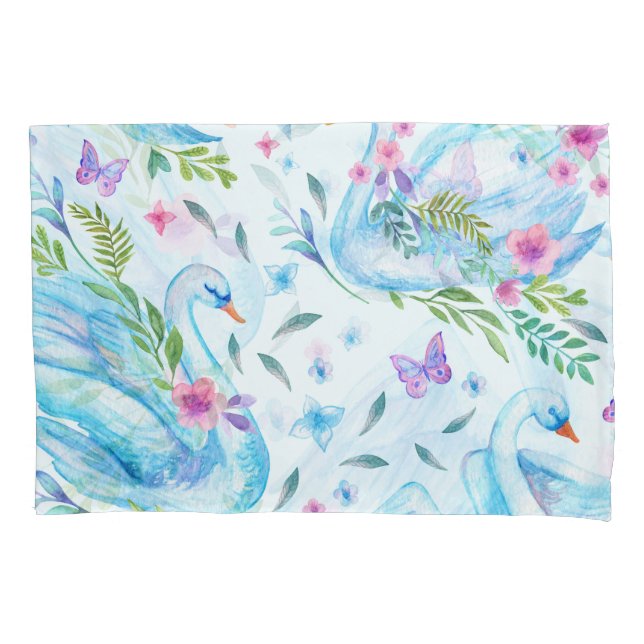 Swan lake, watercolor cute seamless pattern. pillowcase (Front)