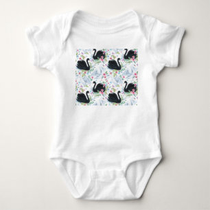 Swan Lake: Watercolor Pastel Pattern. Baby Bodysuit