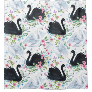 Swan Lake: Watercolor Pastel Pattern. Shower Curtain