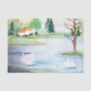 Swan Lake Watercolor Tissue Paper