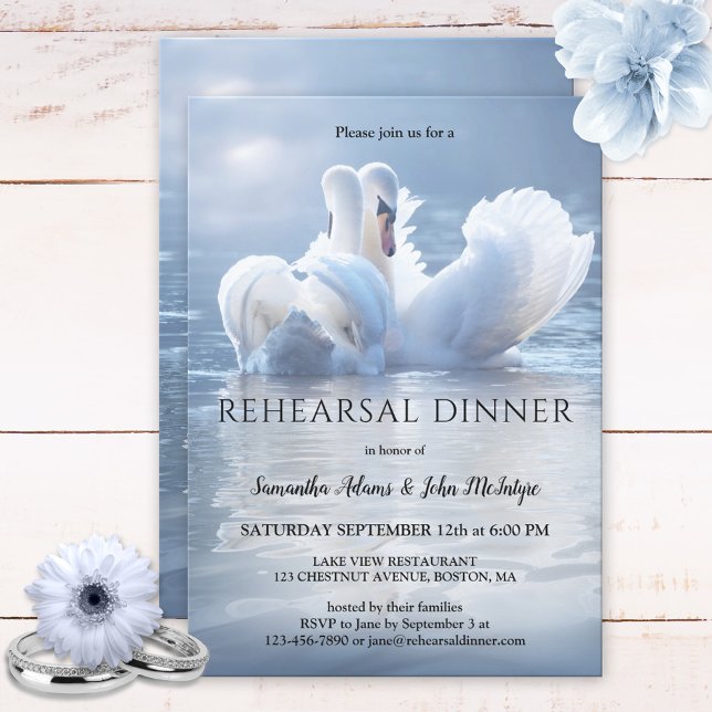 Swan Lake Wedding Rehearsal Dinner Invitation (Creator Uploaded)