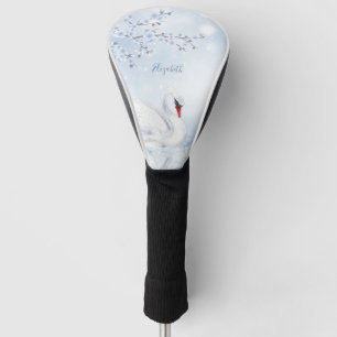 Swan Light Blue Monogram Golf Head Cover