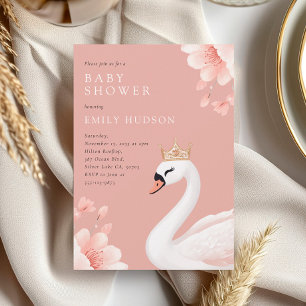 Swan Little Princess Baby Shower Invitation