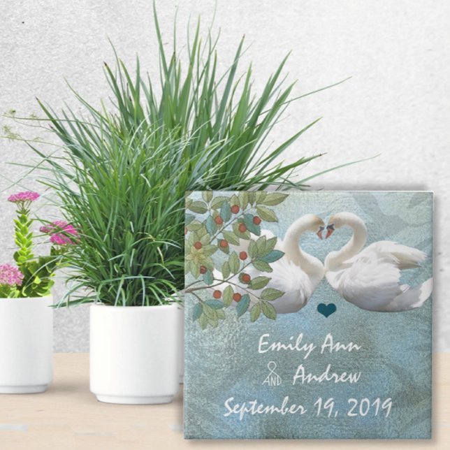 Swan Love Bird Wedding 9th Wedding Anniversary Tile (Creator Uploaded)