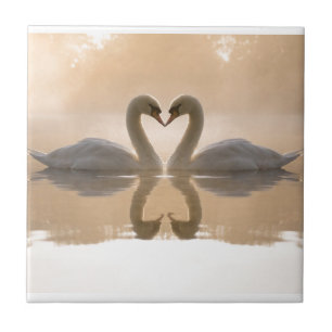 Swan Love Ceramic Tile