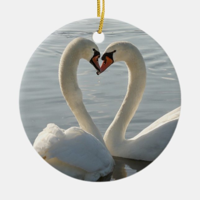 Swan Love Ceramic Tree Decoration (Front)