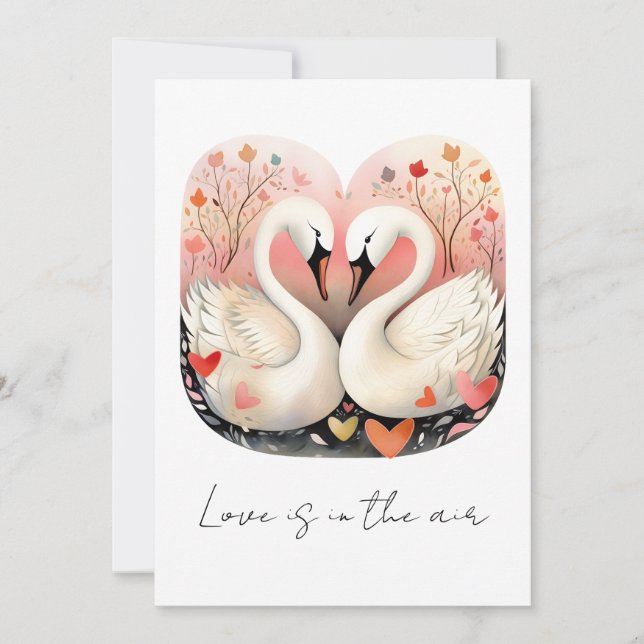 Swan Love in the Heart of the Forest Thank You Card (Front)