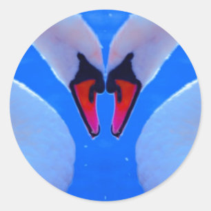 Swan Love, Romantic Heart Shaped Necks Classic Round Sticker