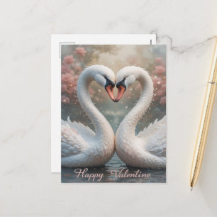 Swan Love Valentine Elegant Romantic Bird Holiday Postcard