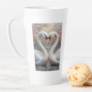 Swan Love Valentine Elegant Romantic Bird  Latte Mug