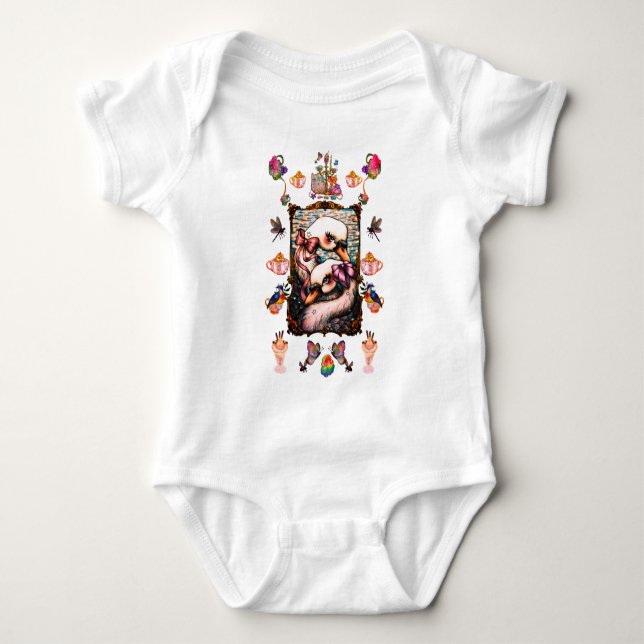 Swan lovers baby bodysuit (Front)