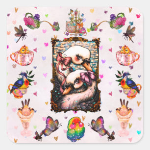 Swan Lovers Square Sticker