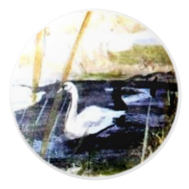 Swan on the Lake . . . Ceramic Knob (Front)