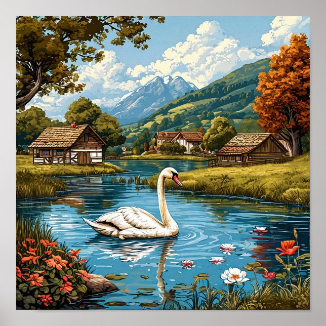 Swan on the lake poster (Front)