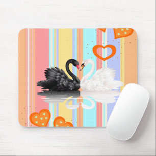 Swan Orange Hearts Stripe  Mouse Pad! Mouse Pad