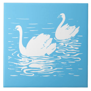 Swan Pair Ceramic Tile
