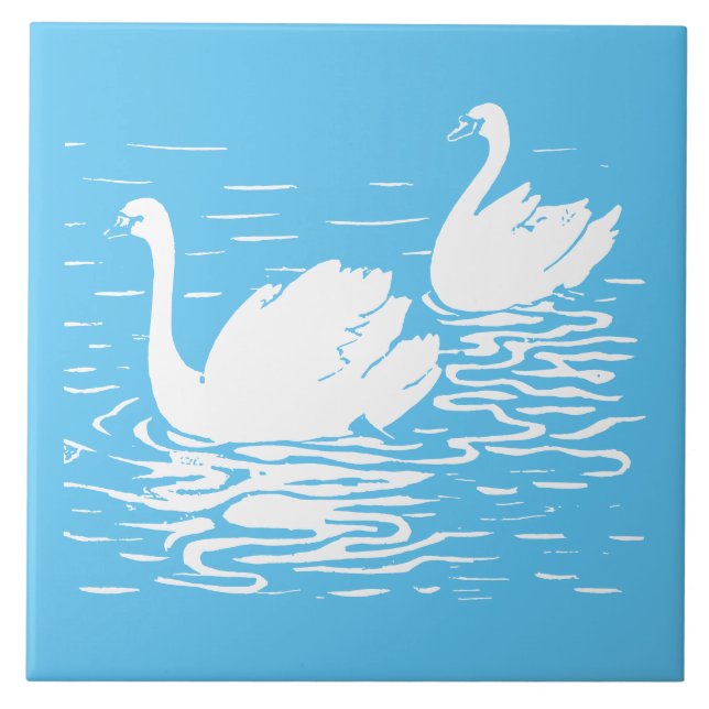 Swan Pair Ceramic Tile (Front)