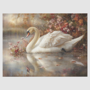Swan Pastel Autumn Foliage Painting Decoupage Tissue Paper