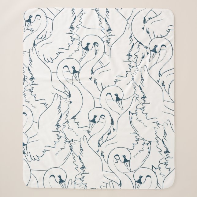 Swan Pattern Seamlessswan, pattern, abstract, back Sherpa Blanket (Front)