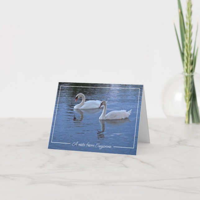Swan Photo Personalised  Note Card (Front)
