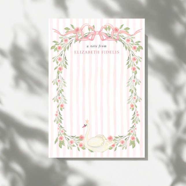 Swan Pink Bow Floral Roses Baby Shower Card (Creator Uploaded)