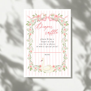 Swan Pink Bow Floral Roses Baby Shower Invitation