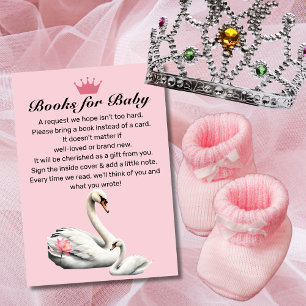 Swan Pink Lotus Floral Baby Shower Book Request Enclosure Card