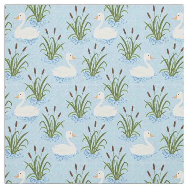 Swan Pond Pattern Fabric (Swatch)