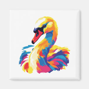 Swan Portrait Illustration Watercolour Painting Magnet