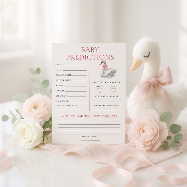 Swan Predictions Baby Shower Game Card (Creator Uploaded)