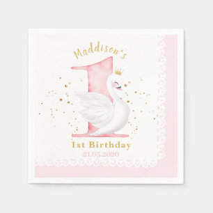 Swan Princess 1st Birthday Napkins