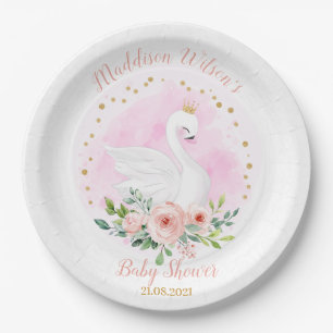 Swan Princess Baby Shower Paper Plate