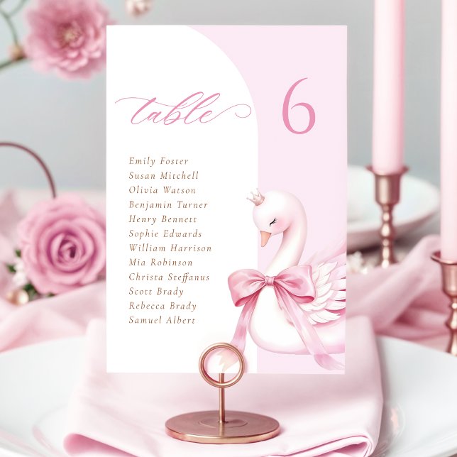 Swan Princess Baby Shower Table Seating Card (Creator Uploaded)