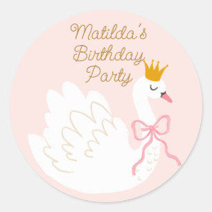 Swan Princess Birthday  Classic Round Sticker