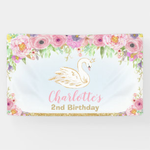 Swan Princess Birthday Party Backdrop Wall Decor Banner