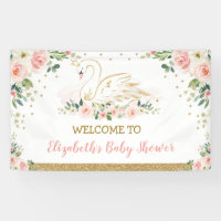 Swan Princess Blush Pink Floral Baby Girl Backdrop