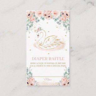 Swan Princess Blush Pink Floral Diaper Raffle Enclosure Card