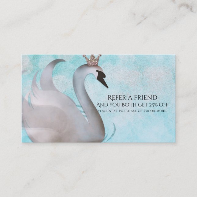 Swan Princess Fairy Tale Refer a Friend Referral Card (Front)