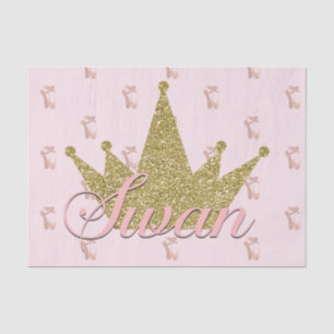 Swan Princess Gold Glitter Crown Birthday Party Tissue Paper