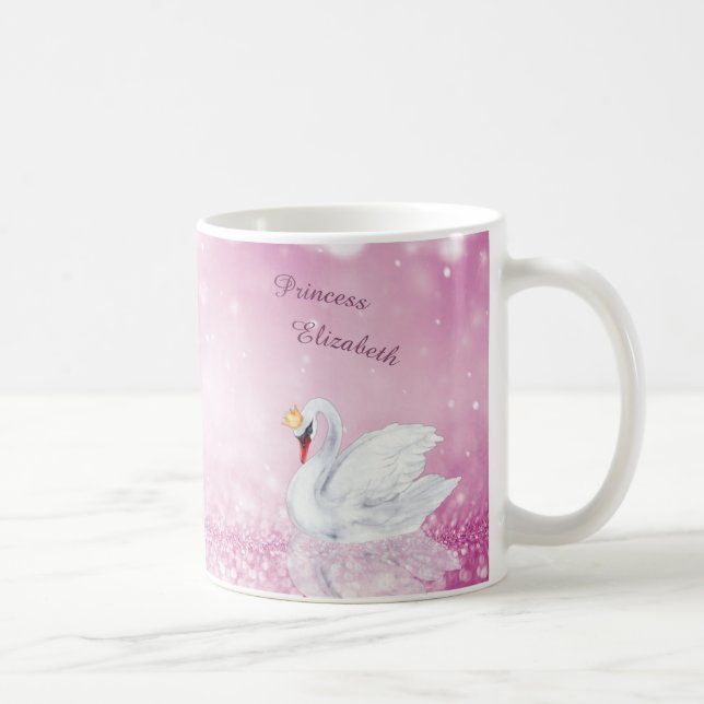 Swan Princess Pin Glitter Lake Monogram  Coffee Mug (Right)