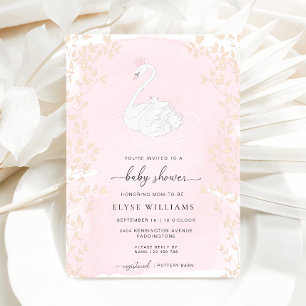Swan Princess Pink Baby Shower Invitation