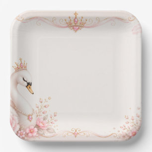 Swan Princess Pink Fairy Tale Birthday Party Paper Plate