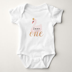 Swan Princess Pink Girl 1st Birthday Baby Bodysuit