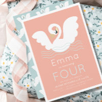 Swan Princess Pink Modern Girl Birthday