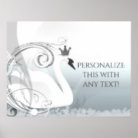 Swan Princess Silver & White Elegant Custom Party