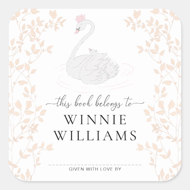 Swan Princess This Book Belongs Bookplate Sticker (Front)