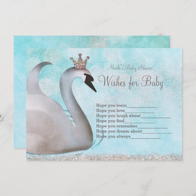 Swan Princess Wishes for Baby Shower Game Invitation (Front/Back)